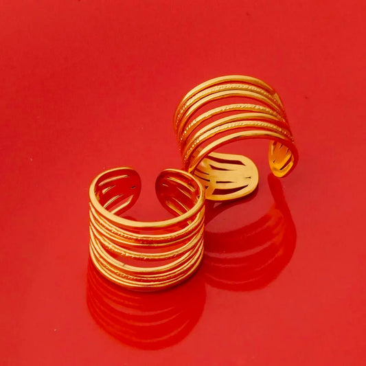 Pack of 2 Golden Textured Seven Layered Rings