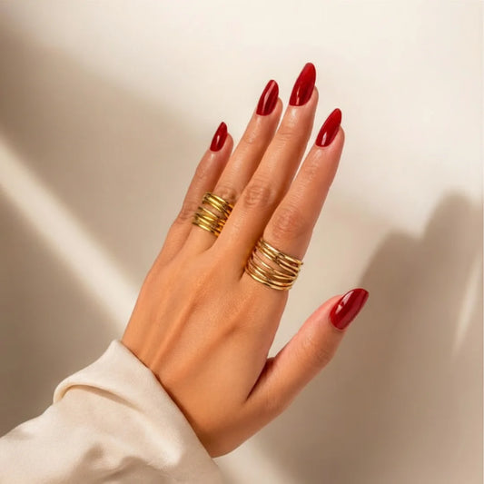 Pack of 2 Golden Textured Seven Layered Rings