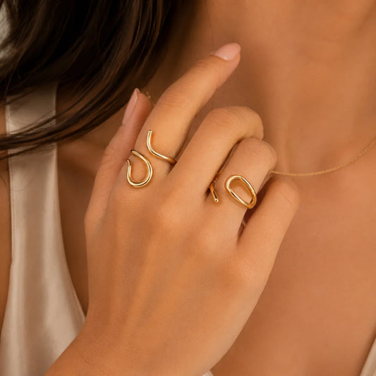 Pack of 2 Golden Assymetrical Rings