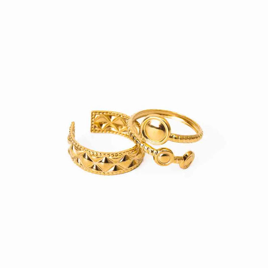 Pack of 2 Golden Textured Bold Rings