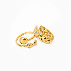 Pack of 2 Golden Textured Bold Rings