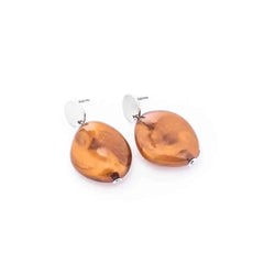 Silver Top Oval Resin Drop Earrings