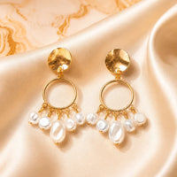 Gleaming Gold Baroque Pearl Dangle Earrings