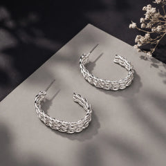 Braided Chain Triple Layered Open Hoops