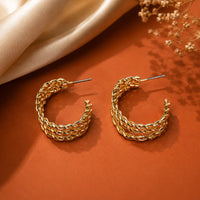 Braided Chain Triple Layered Open Hoops