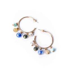 Circular Beaded Open Hoop Earrings