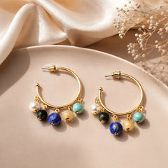 Circular Beaded Open Hoop Earrings
