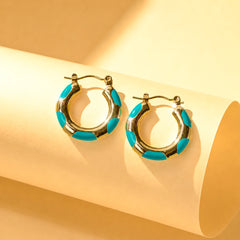 Bright Enamel Round Hoop - 18K Gold Plated