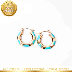 Bright Enamel Round Hoop - 18K Gold Plated