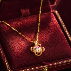 Rose Gold Floral Spinning Necklace