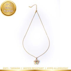 Floral Colourful Gems Spinning Necklace - 18K Gold Plated