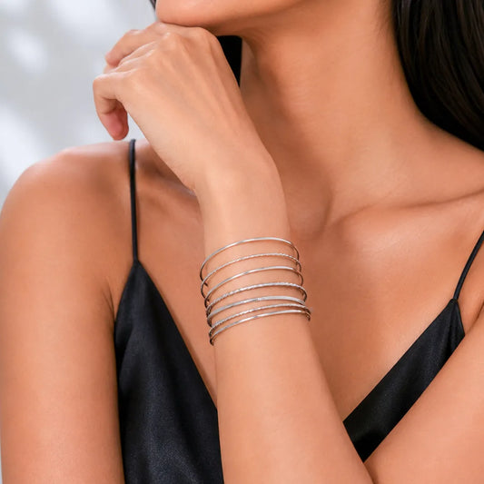Silver Textured Bangles