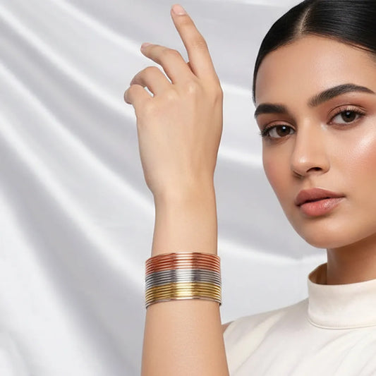 Three Tone Slim Bangles