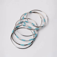 Silver Blue Enamel Bangles