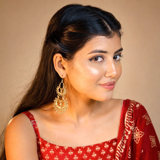 Antique Gold Chandbali Earrings