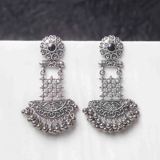 Intricate Oxidised Drop Earrings