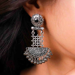 Intricate Oxidised Drop Earrings