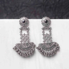 Intricate Oxidised Drop Earrings