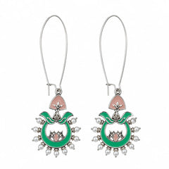 Turquoise & Pink Enamel Chandbali Earrings