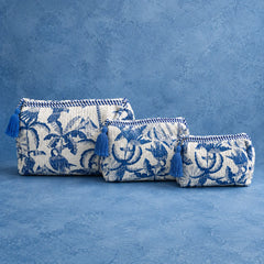 Blue White Tropical 3 Layered Pouches
