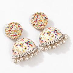 Rangoli Bloom Meenakari Jhumkas