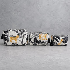 Black N White Palm 3 Layered Pouches
