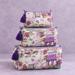 White Tropical Village  House 3 Layered Pouches