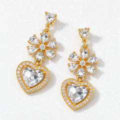 Crystal Heart Dangle Earrings