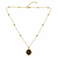 Vintage Star Medallion Necklace - 18K Gold Plated