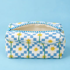 Blue and White Checkered Single Pouch
