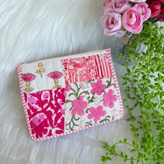Pink Patchwork Floral Pouch