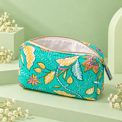 Teal Botanical Pouch Set