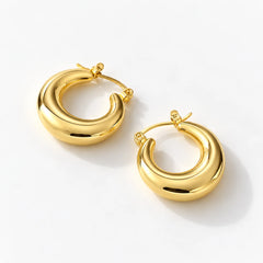 Golden Timeless Tube Hoops  - 18K Gold Plated