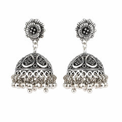 Oxidised Silver Dome Jhumka Earrings