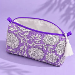 Purple Floral Print Pouch