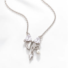 Crystal Bow Charm Necklace