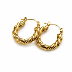 Twisted Gold Hoop Earrings - 18K Gold Plated