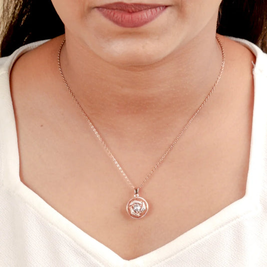 Rose Gold Circular Gem Spinning Necklace
