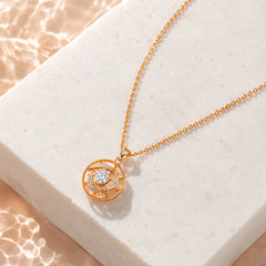 Rose Gold Circular Gem Spinning Necklace