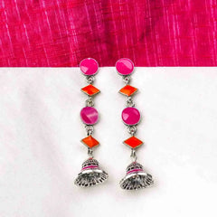 Bright Dual Coloured Geometric Dangling Earrings