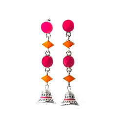 Bright Dual Coloured Geometric Dangling Earrings