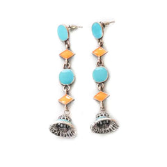 Bright Dual Coloured Geometric Dangling Earrings