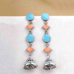 Bright Dual Coloured Geometric Dangling Earrings