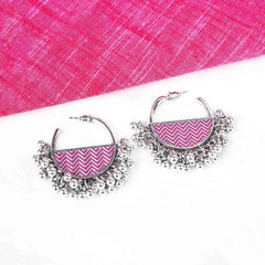 Enamelled Chevron Semi-circle Hoops