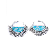 Enamelled Chevron Semi-circle Hoops
