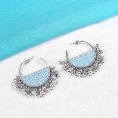 Enamelled Chevron Semi-circle Hoops