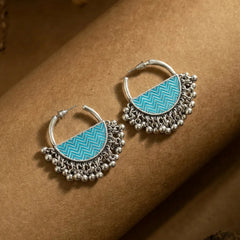 Enamelled Chevron Semi-circle Hoops