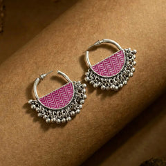 Enamelled Chevron Semi-circle Hoops
