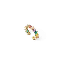 Golden Square Multicolour Gems  Ring