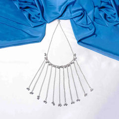Silver Multi Chain Tassel Necklace